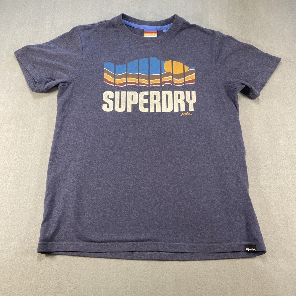 Superdry Men's Graphic Capital Apparel Navy Heather Tee Shirt Large